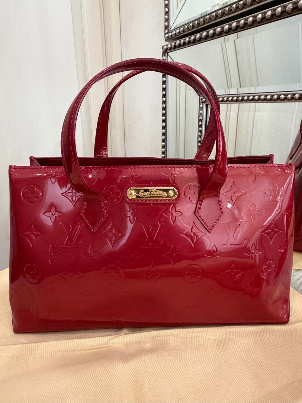 Louis Vuitton Vernis Patent Mini Tote - Burgundy Red